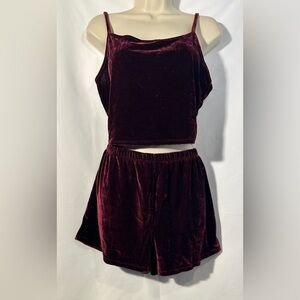 Maroon velvet lounge set